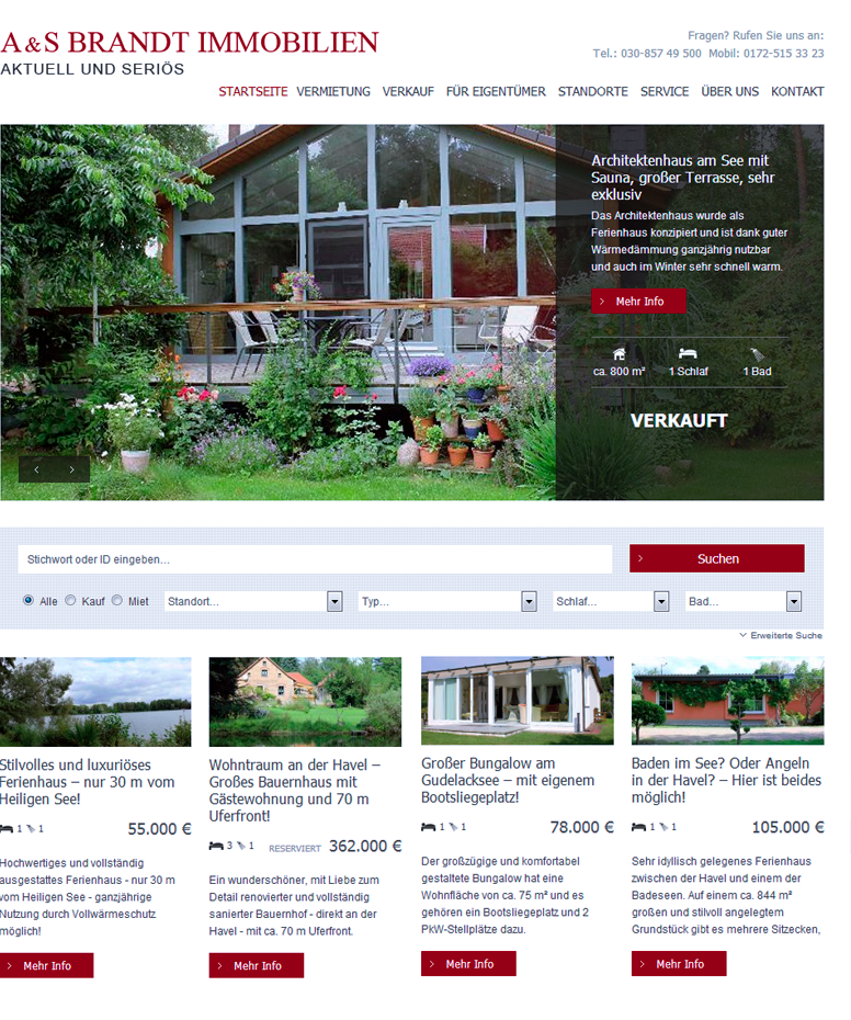 Internetseite für Immobilienmakler